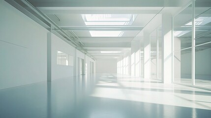 Spacious Modern Factory Floor with Clean Empty Space and Natural Light