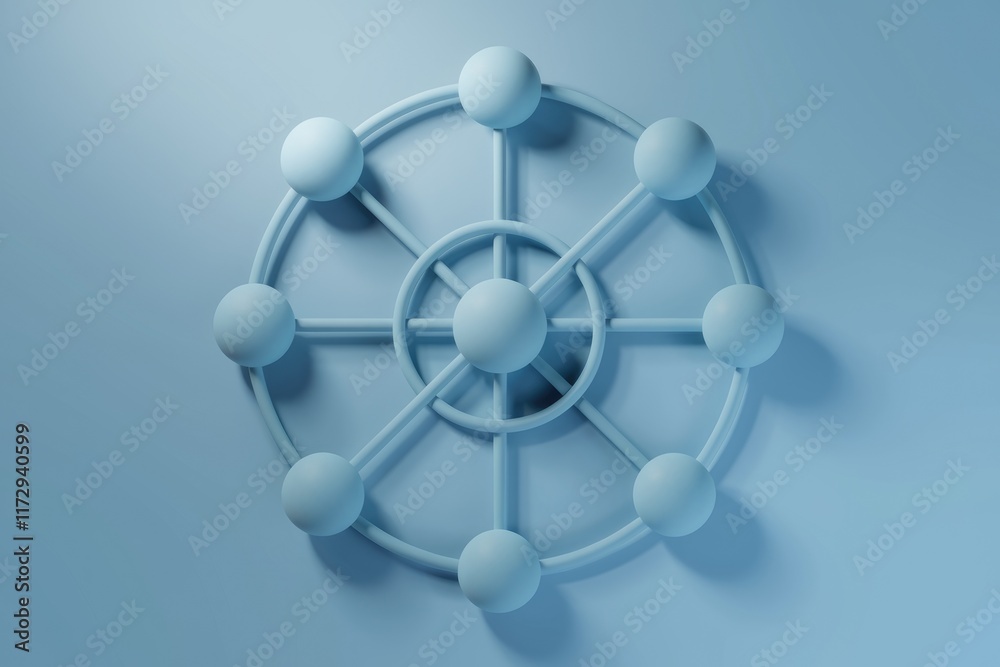 Aufkleber Abstract 3D rendering of interconnected spheres, symbolizing network connectivity and global collaboration.