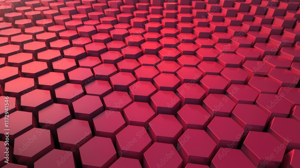 Aufkleber Abstract background of 3D hexagonal geometric pattern in dark red color.