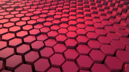 Fototapeta premium Abstract background of 3D hexagonal geometric pattern in dark red color.