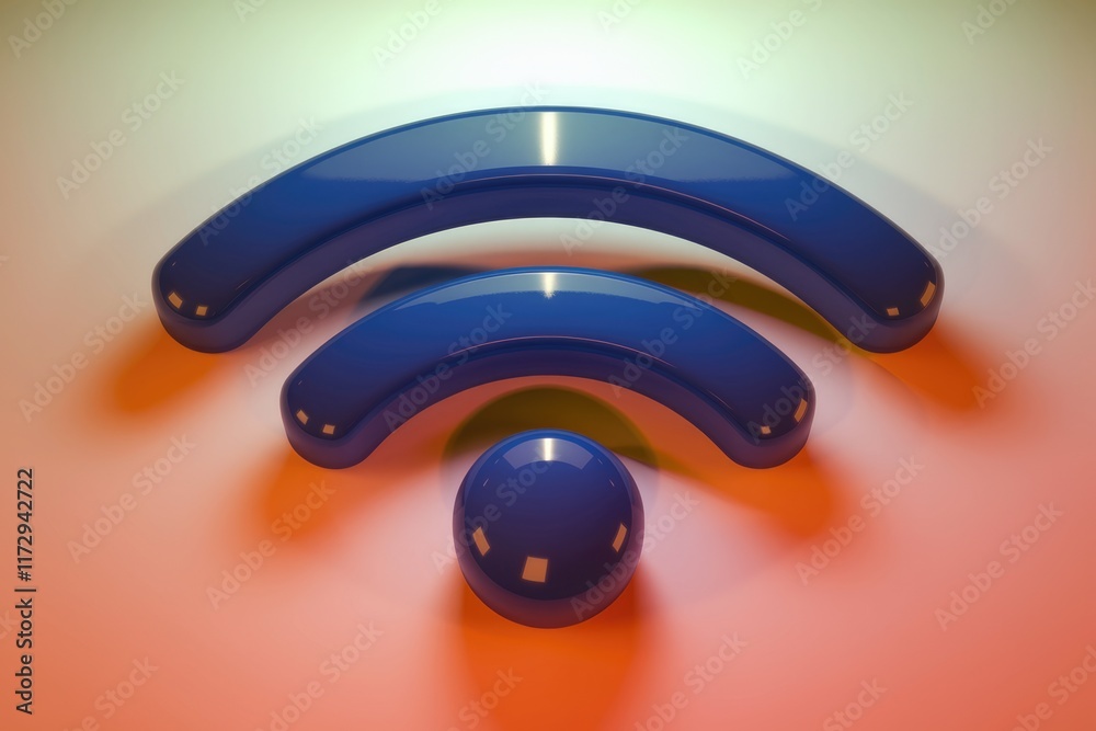 Aufkleber a 3d rendering of a glossy blue wi-fi symbol, representing wireless internet connection.