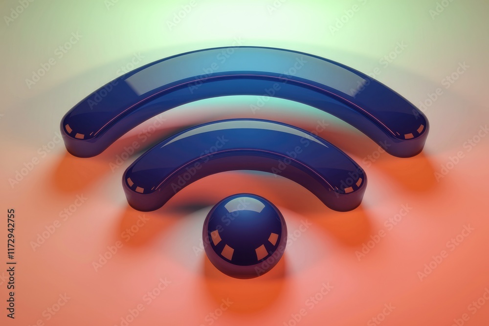 Aufkleber a 3d rendering of a glossy blue wi-fi symbol, representing wireless connectivity.
