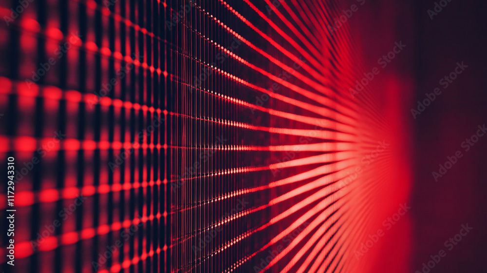 Poster a minimal grid texture design featuring deep red hues and black accents, set against a clean backgro