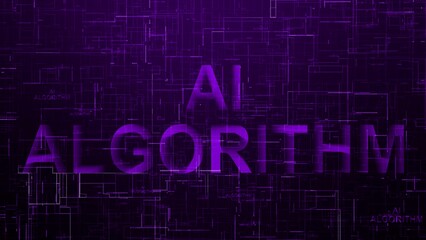 AI algorithm text data line technology purple