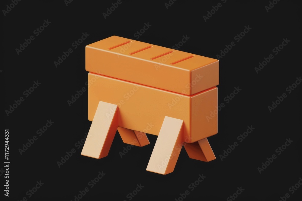 Poster A simple 3D rendering of an orange presentation board or easel, minimalist and clean design.