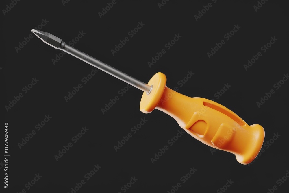 Poster A 3D render of an orange-handled screwdriver isolated on a transparent background.