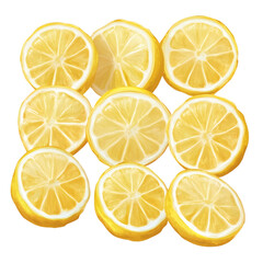 lemon slices isolated on white transparent background
