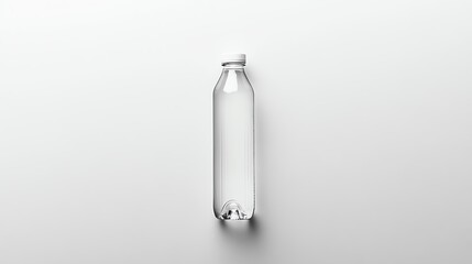 Clear water bottle on a minimalistic background.