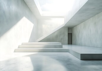 Obraz premium Minimalist Concrete Staircase and Platform