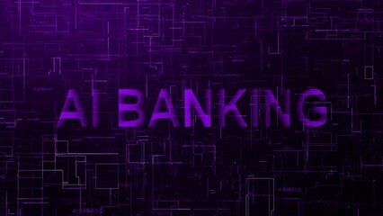 AI banking text technology data line purple color
