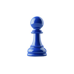 3D illustration of a blue chess pawn piece with a smooth, shiny finish. Ideal for strategy, game, and competition themes in graphics or education. Isolated on transparent background, png.