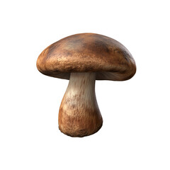 3D illustration of a brown mushroom cap with a smooth texture. Perfect for use in food and fungi-related designs, focusing on organic produce and cooking. Isolated on transparent background, png