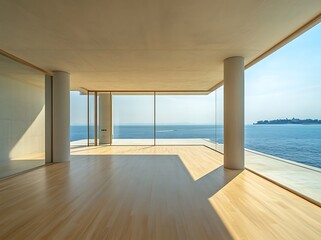Fototapeta premium Minimalist Seascape Room Design
