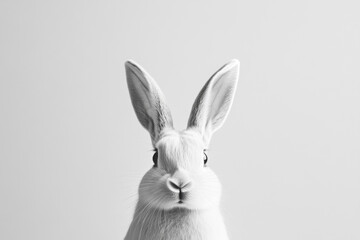 Obraz premium Portrait of a White Rabbit With Expressive Eyes in a Minimalistic Setting During Easter Celebration