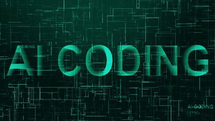 AI coding text technology data line cyan color