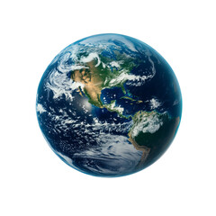 planet earth globe world map space view isolated on a white background