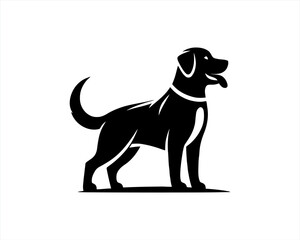 Dog logo design vector illustration. Black and white dog logo template	
