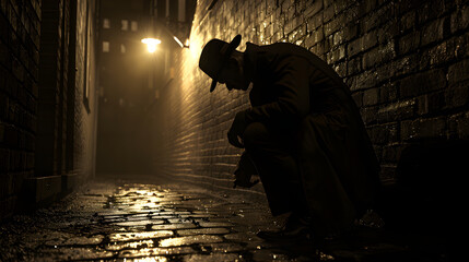 Noir Streets: The Silent Hunt of the Relentless Detective in the Urban Maze