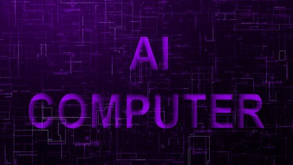 AI computer text technology data line purple color