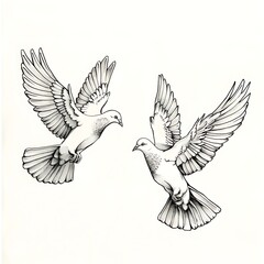 Obraz premium doves holding hands in flight