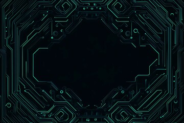 Abstract close-up of a glowing blue digital circuit board, showcasing intricate connections and technological design on a black background.
