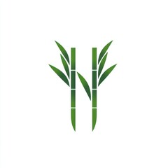 Fototapeta premium Green Bamboo Stalks with Leaves Design