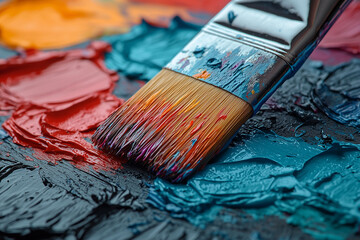 Fototapeta premium hand painting wooden surface with vibrant colors in background