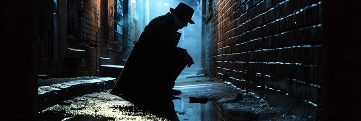 Noir Streets: The Silent Hunt of the Relentless Detective in the Urban Maze
