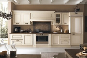 Fototapeta premium A minimalist kitchen that emphasizes elegance and style.