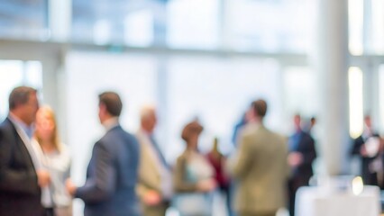 A blurred view of attendees at a high-level corporate networking summit.
