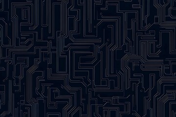 Abstract close-up of a glowing blue digital circuit board, showcasing intricate connections and technological design on a black background.
