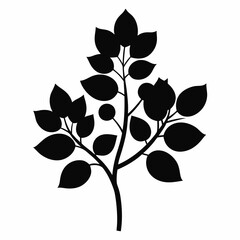 Serviceberry Tree Silhouette Vector Art