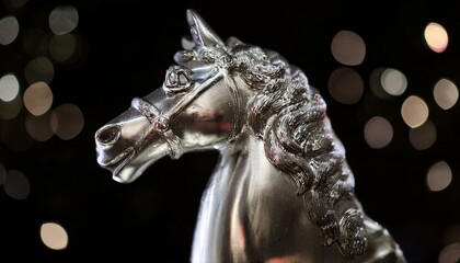銀色の馬の置物