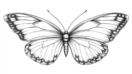 Obraz premium Delicate Butterfly Line Art, Intricate Illustration for Coloring Page Design on White Background