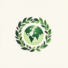 Green Earth Encircled by Lush Green Leaves