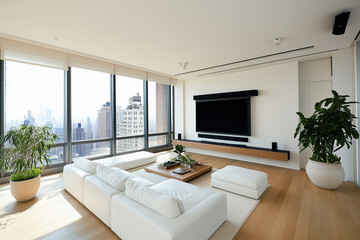 Modern luxury in a beautifully designed room with stunning city views all around. Generative AI