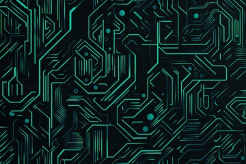 Abstract close-up of a glowing blue digital circuit board, showcasing intricate connections and technological design on a black background.
