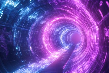 Fototapeta premium Abstract Purple and Blue Digital Tunnel Lights