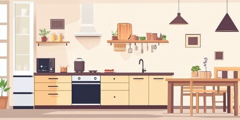 Fototapeta premium Illustrations of natural and straightforward scenes featuring everyday home cooking.