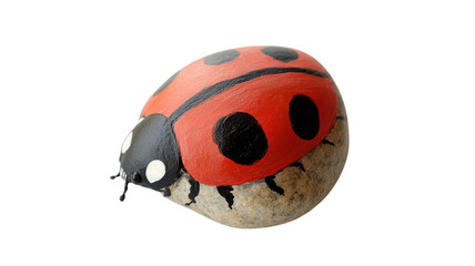 Obraz premium A Smooth Pebble Adorned with an Intricate Ladybug Design Perfect for Crafting and Home Decor Projects.
