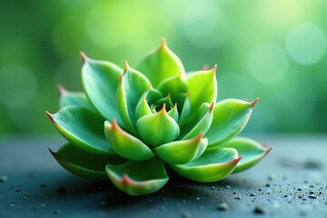 Fototapeta premium lush foliage emerging from a delicate petal-like shape, succulent, flora
