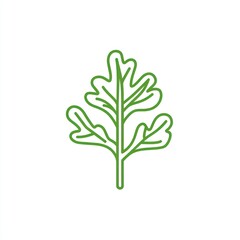 Naklejka premium Green Leaf Outline Simple Botanical Illustration