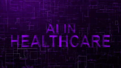 AI in healthcare text technology data line purple color