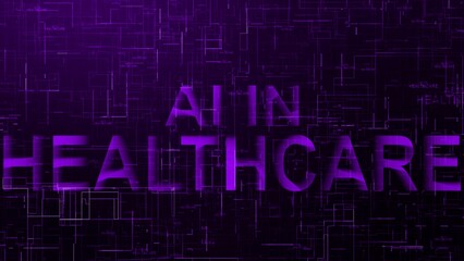 AI in healthcare text technology data line purple