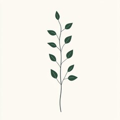 Obraz premium Simple Stemmed Plant With Dark Green Leaves