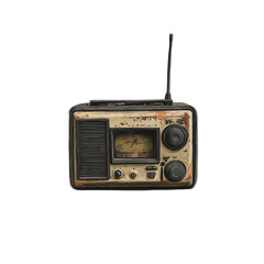 Fototapeta premium retro radio on white ground realistic overhead shot