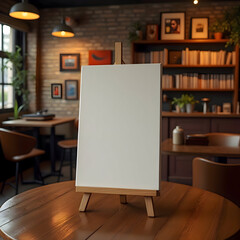 Mockup poster frame in minimalist modern interior, framed with warm lighting, soft textures, natural elements, and a harmonious blend of modern and vintage decor.