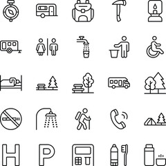 Camping outline vector icons pack