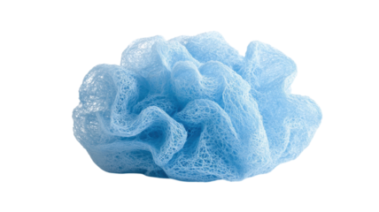 A Soft Blue Loofah with Visible Texture Perfect for Spa and Bath Products Display or Natural Exfoliation Promotion.