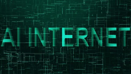 Fototapeta premium AI internet text technology data line cyan